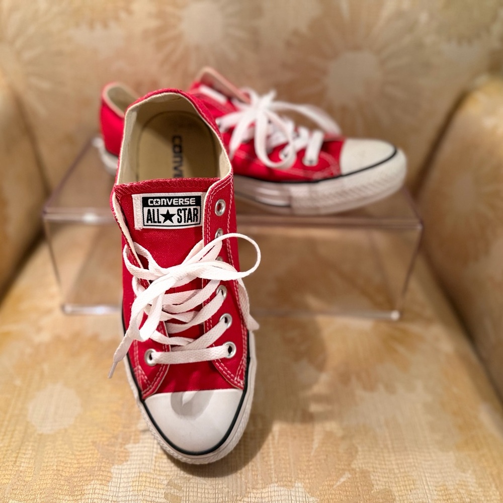 Converse Red Canvas Sneakers with White Accents